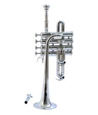 Silver Bb/A Piccolo Trumpet 4-Valve Brass Horn w/ Mouthpiece Nickel Plated