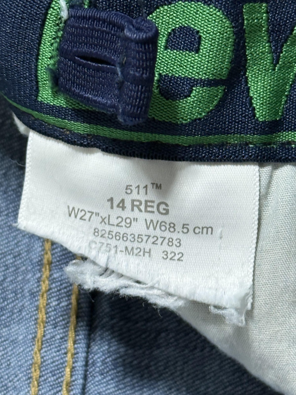 Levis 511 Jeans Boys 14 Regular Blue Slim Fit Distressed Knee Denim Pants 27x29 thumbnail 7