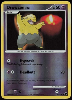 Drowzee 65/106 Great Encounters Reverse Holo Common Pokemon Karte - NM