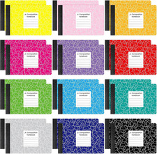 24 Pcs Jr. Composition Notebooks Colored Marble Half Size 4-7/8 X