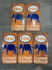 Lot of 5 Vintage Esso Elephant Kerosene Porcelain Enamel Sign 24x12".