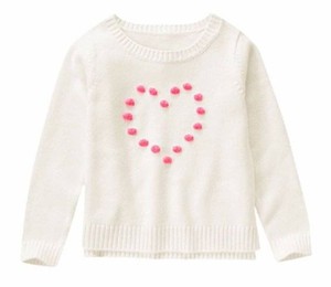 NWT Gymboree Sweater Weather Ivory Pom Heart Sweater Size XS 4