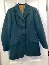 VINTAGE WOMENS PYTCHLEY GREEN EQUESTRIAN SHOW BLAZER MADE IN ENGLAND SMALL