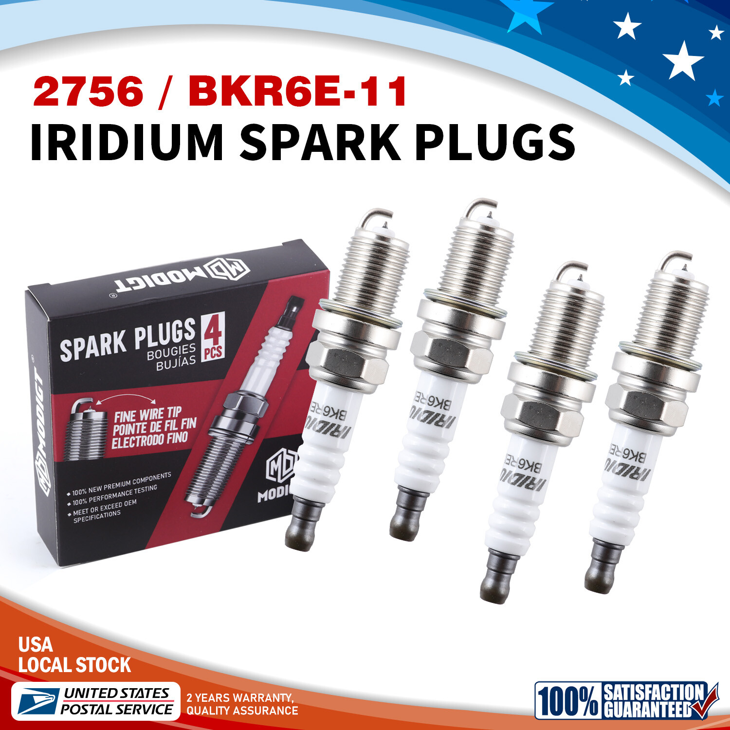 4 PCS FOR NGK V-Power Plug Spark Plugs 2756 BKR6E-11/BKR6E11 Kit Brand new