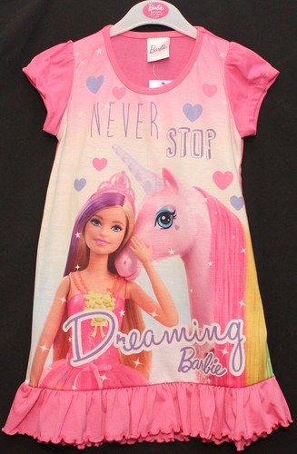 BARBIE Girls Nightie / Pink Nightdress /Nightshirt Sizes 2-10 Years - Picture 21 of 29