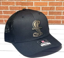 Richardson 112 Mustang Cobra Racing Leatherette Patch Trucker Hat, Ford Hat