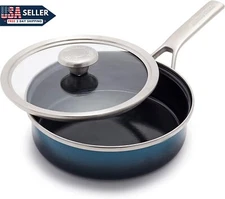 Merten & Storck European Crafted Steel Core Enameled Cookware, 1.9QT Saute Pan 