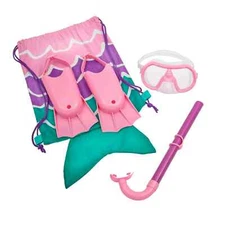 Dolfino Mermaid Multi-Color 5-Piece Swimming Snorkel Sport Goggle Set w/Backpack