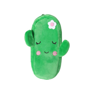Girls Plush Zippered Purse Pencil Pouch - New - Cactus Tree