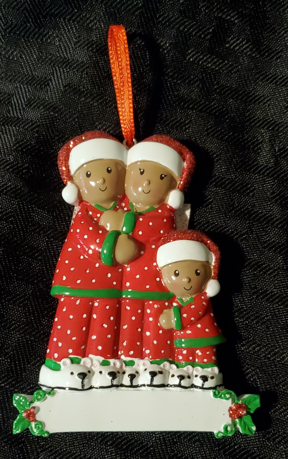 Polar X African American Pajama Family of 3 Christmas Ornament ...