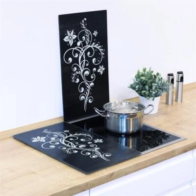 HAUSHALT INTERNATIONAL Herd Abdeckplatte Glas mit Fuß Schneidebrett Platte Brett Ceranfeld Abdeckung