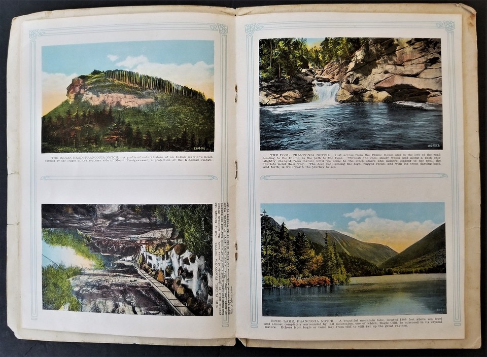 antique WHITE MOUNTAINS nh NEW HAMPSHIRE souvenir GUIDE BOOK color