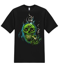 Burning Smoking Marijuana Skull Weed Pot 420 Kush Funny Graphic T-Shirts