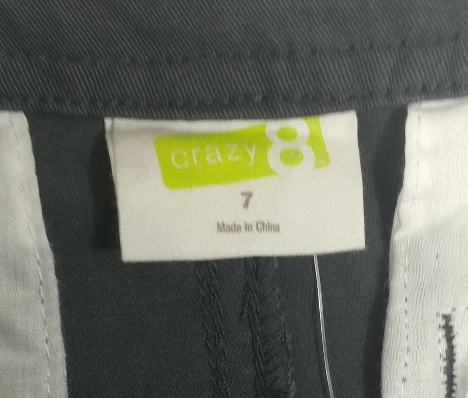 NWT Crazy 8 Boy's Dark Gray Pirate Skull Adj Waist Pants Size 7 - Image 3 of 4