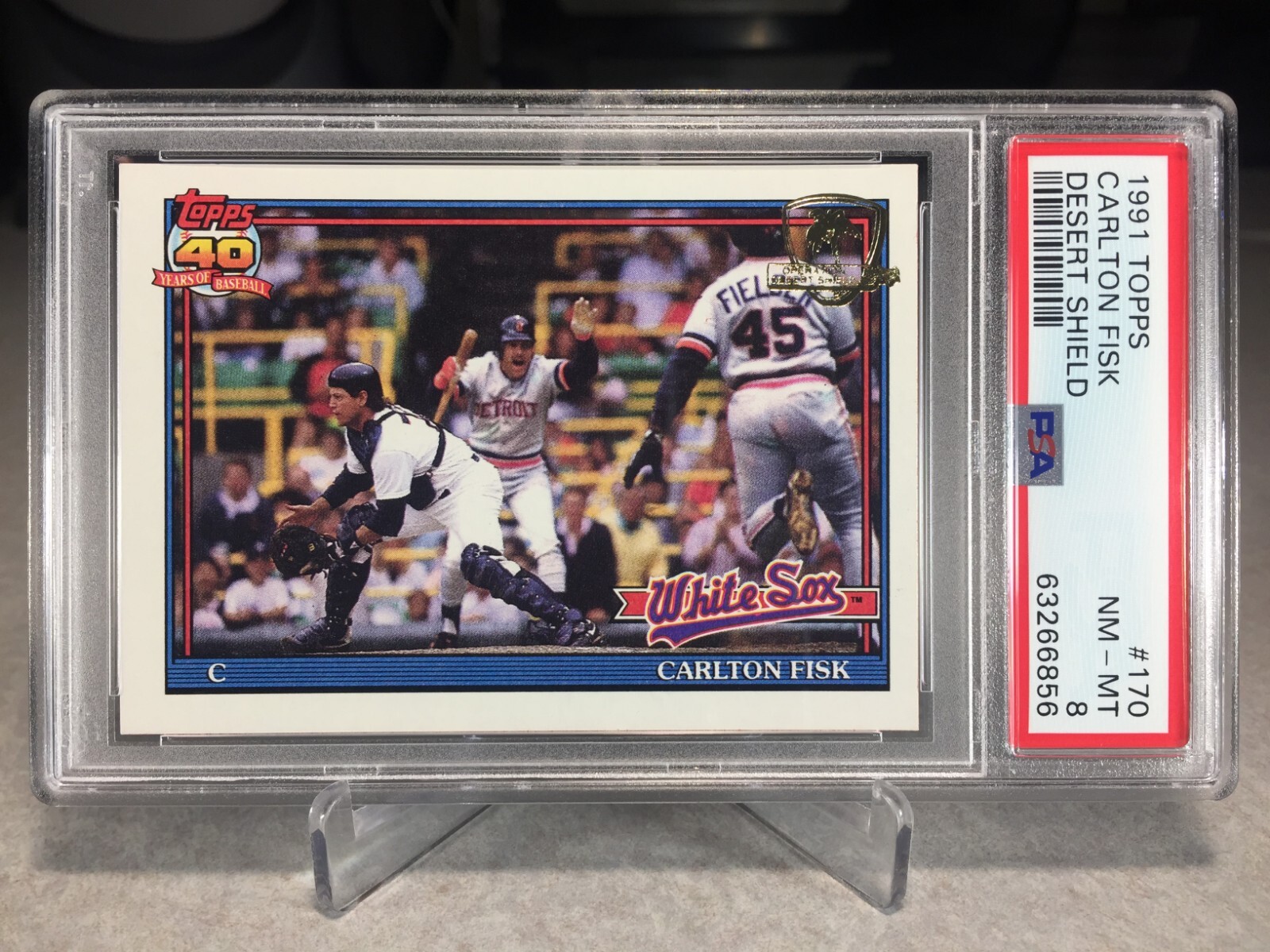 1991 Topps Desert Shield Carlton Fisk #170 - PSA 8 - Chicago White Sox