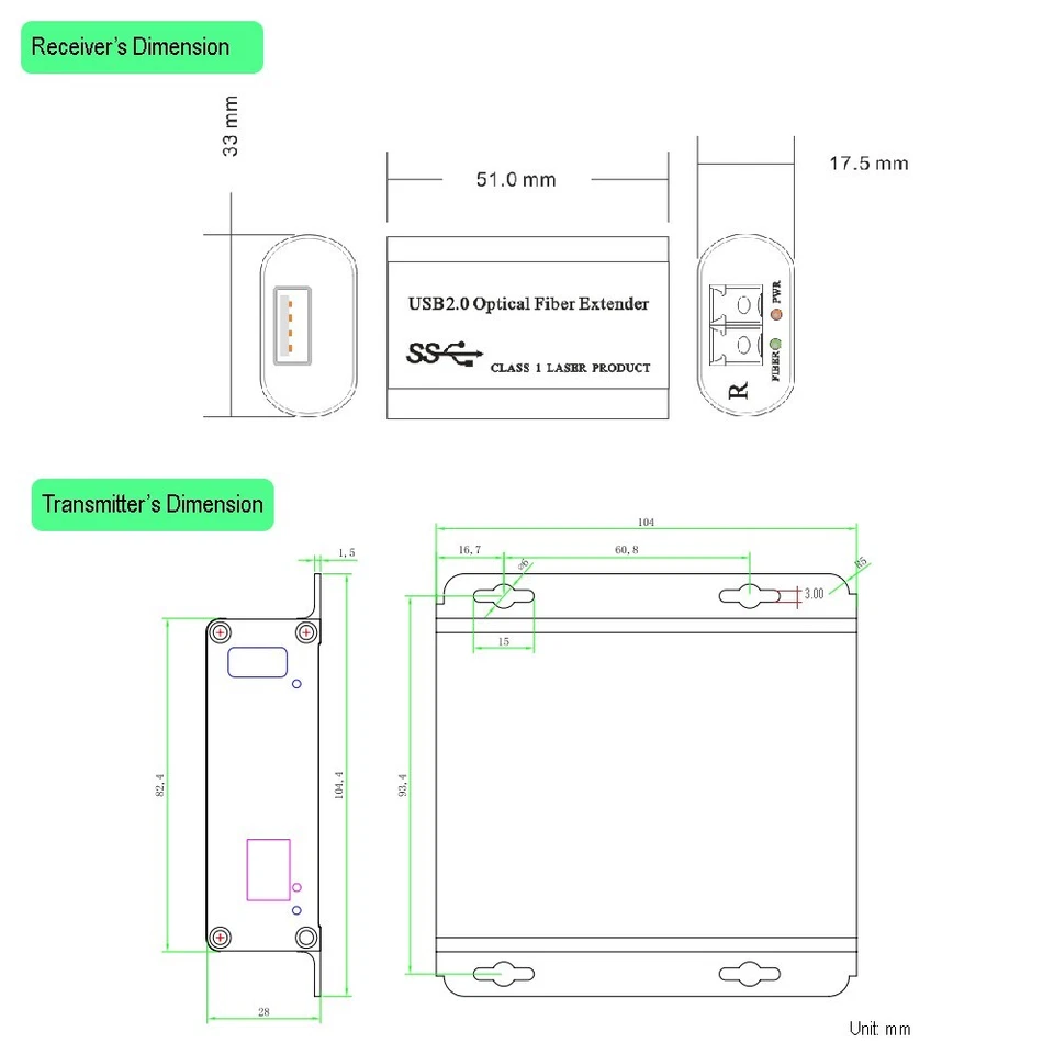 USB 2.0/1.1 Over Fiber Extender to Max 5 Km SMF, Mini Rx powered by Local PC - Image 4 of 4