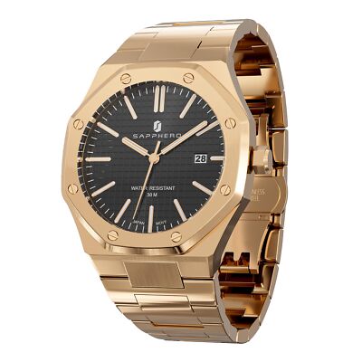 SAPPHERO Men's Watch Octagonal Stainless Steel 30M Waterproof Luminous Wristw...