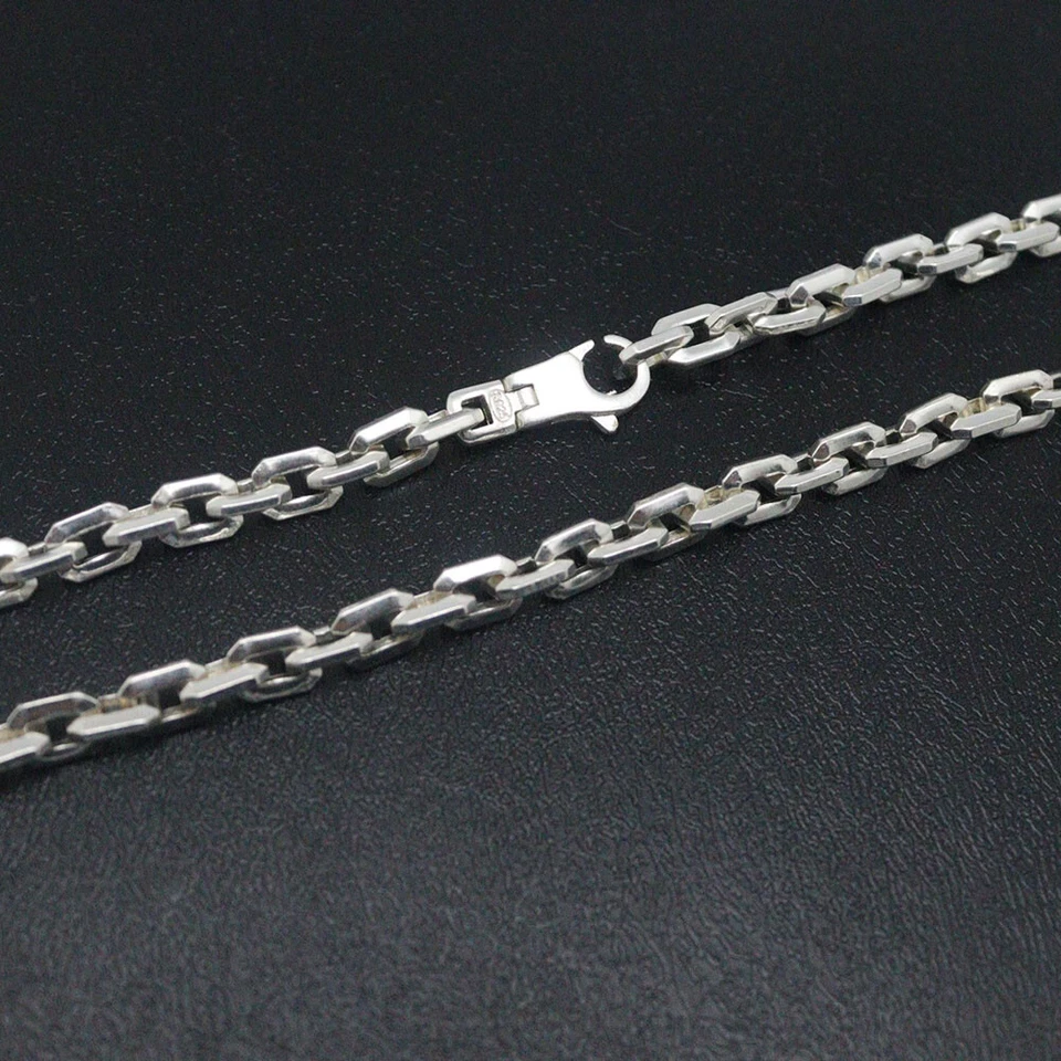 Real S925 Sterling Silver Chain Men Women 6mm Square Cable Link Necklace 22inch - Image 3 of 4