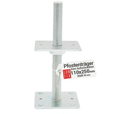 LUN FIX Support de poteau à visser 110 x 110 x 250 réglable ancre en béton galvanisé ...