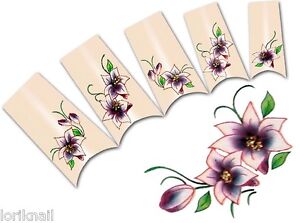 Nailart Wasser Transfer Tattoo Aufkleber Motiv 772 Blumen Design Lilien In Lila Ebay