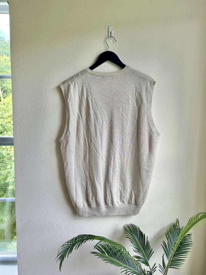 Chaleco Suéter John Ashford Para Hombre Lana Merino Beige Talla XL Foto 4 de 4