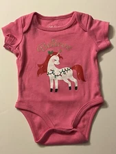 NWT Girls Dot & Zazz Christmas Unicorn One-piece Shirt 0-3m BELIEVE