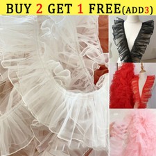 Organza Pleated Ruffle Lace Edge Trim DIY Ribbon Fabric Sewing Wedding Dress NEW