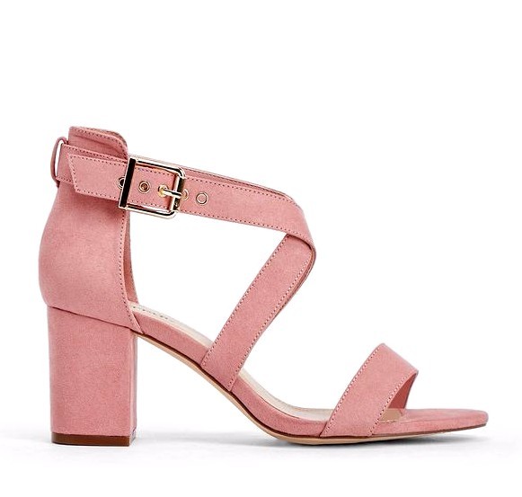 Sandalias JustFab Arabella para mujer Reino Unido 4,5 rosa imitación gamuza tacón bloque X correa
