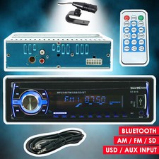Car Stereo Audio Radio Receiver w/ Bluetooth In-Dash FM SD USB MP3 + Aux Cable