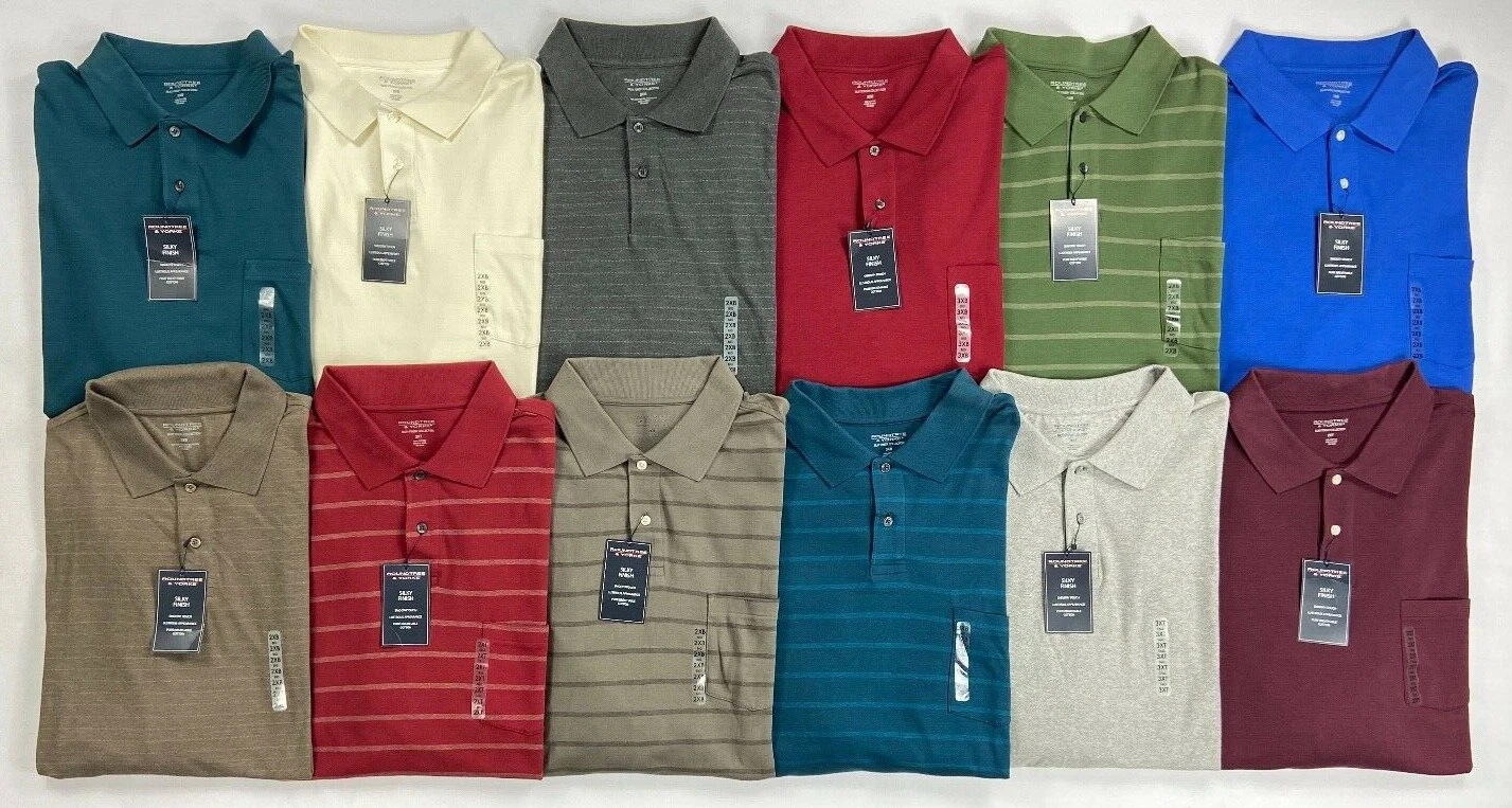 Mens Big & Tall Roundtree & Yorke Silky Finish Collection Long Sleeve Polo Shirt