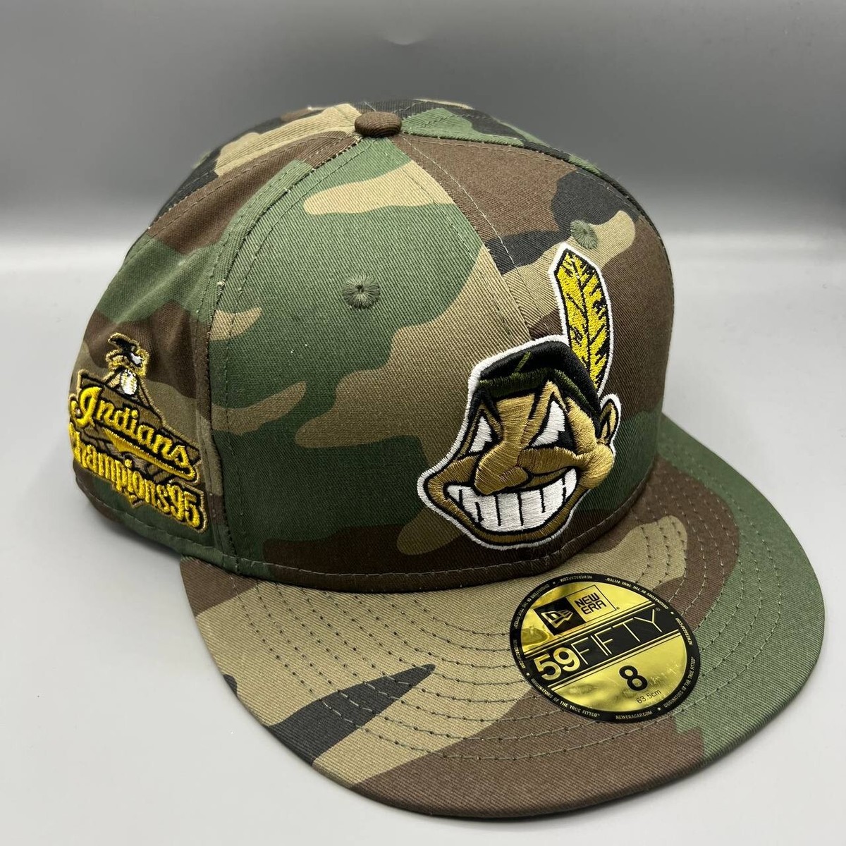 Cleveland Indians Guardians Hat Men 8 Camo 59Fifty New Era Fitted