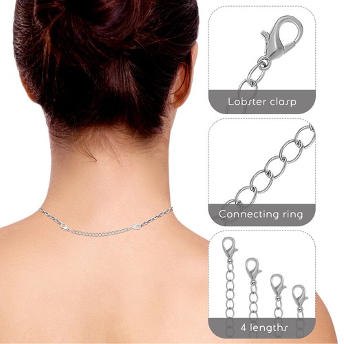 12 Pcs Extension Chain Rose Gold Choker Necklace Bracelet Chains Jewelry Silver - Bild 2 von 10