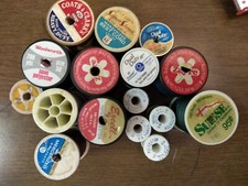 vintage thread lot partial spools mixed brands