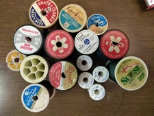 vintage thread lot partial spools mixed brands