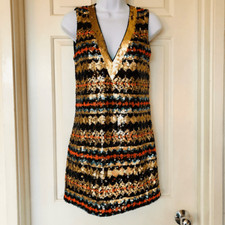 NWOT Bebe Moulder Plunging V-Neck Sequin Dress