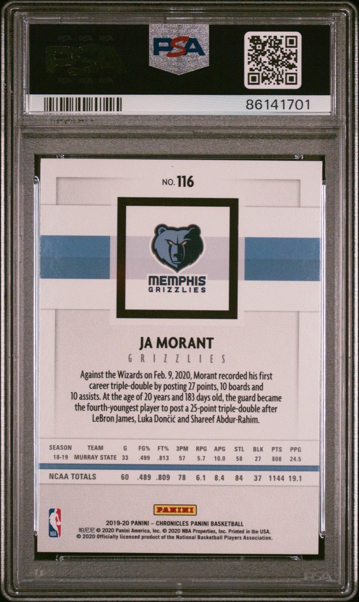 Graded 2019 Panini Chronicles Ja Morant #116 Pink Rookie