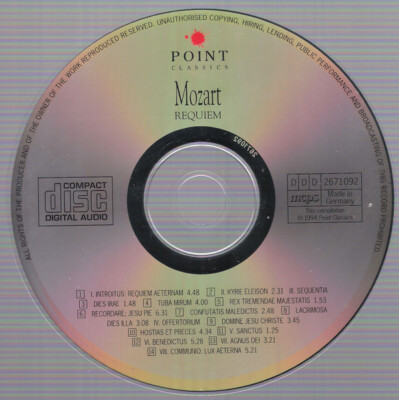 MOZART Requiem ミニディスク　MD MOZART Requiem ミニディスク MD