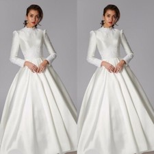 Simple Elegant Wedding Dresses Lace Appliques Long Sleeves A Line Bridal Gowns