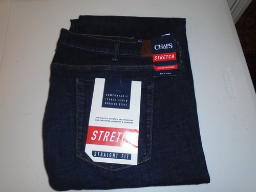 Chaps Straight Fit Stretch Navy Denim Jeans Big & Tall 44X30