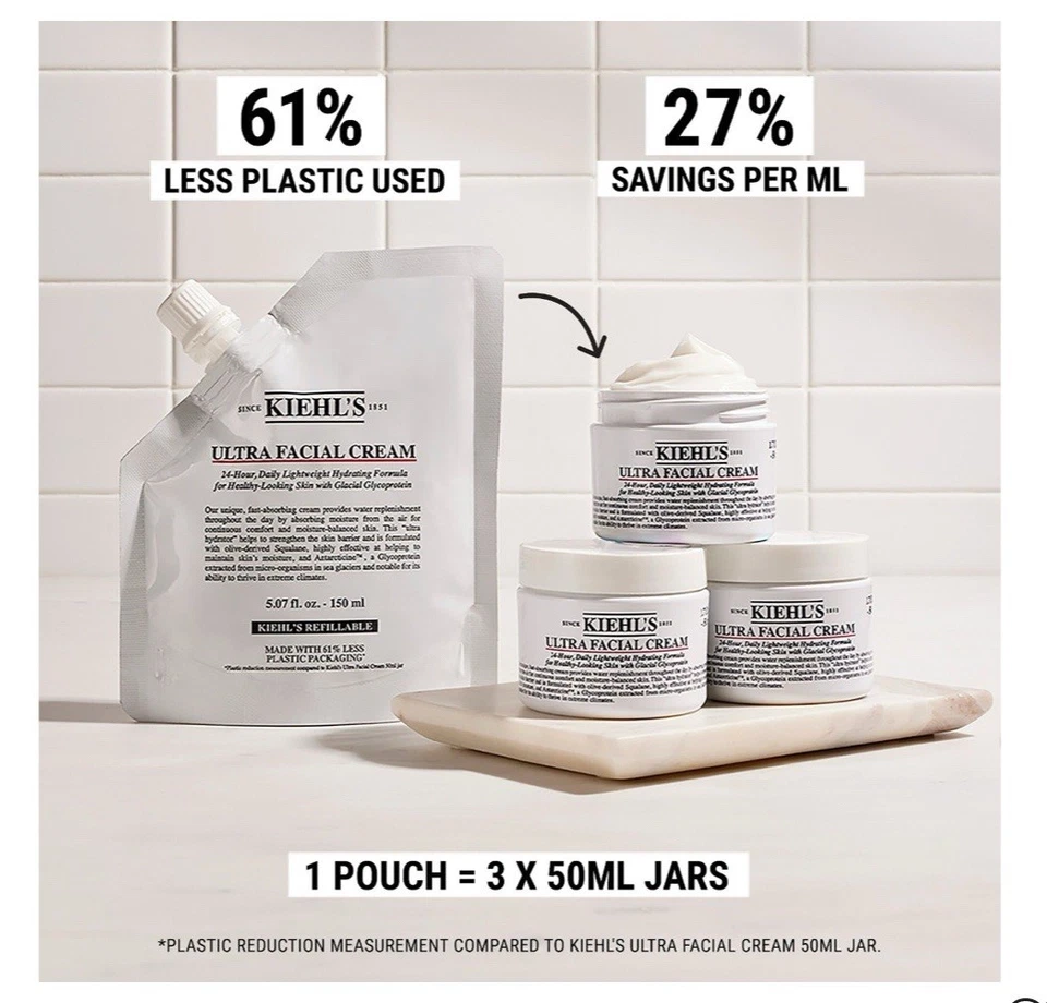 Kiehl's Ultra Crema Facial Hidratante Squalano Fórmula Recarga Bolsa 5.07 OZ Nuevo Foto 2 de 4