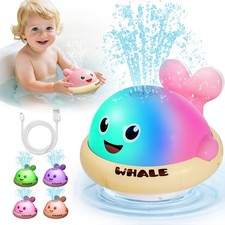 New Light up Baby Bath Toys Whale Toy Sprinkler Toys for Kids Ages 1-3, Bathtub