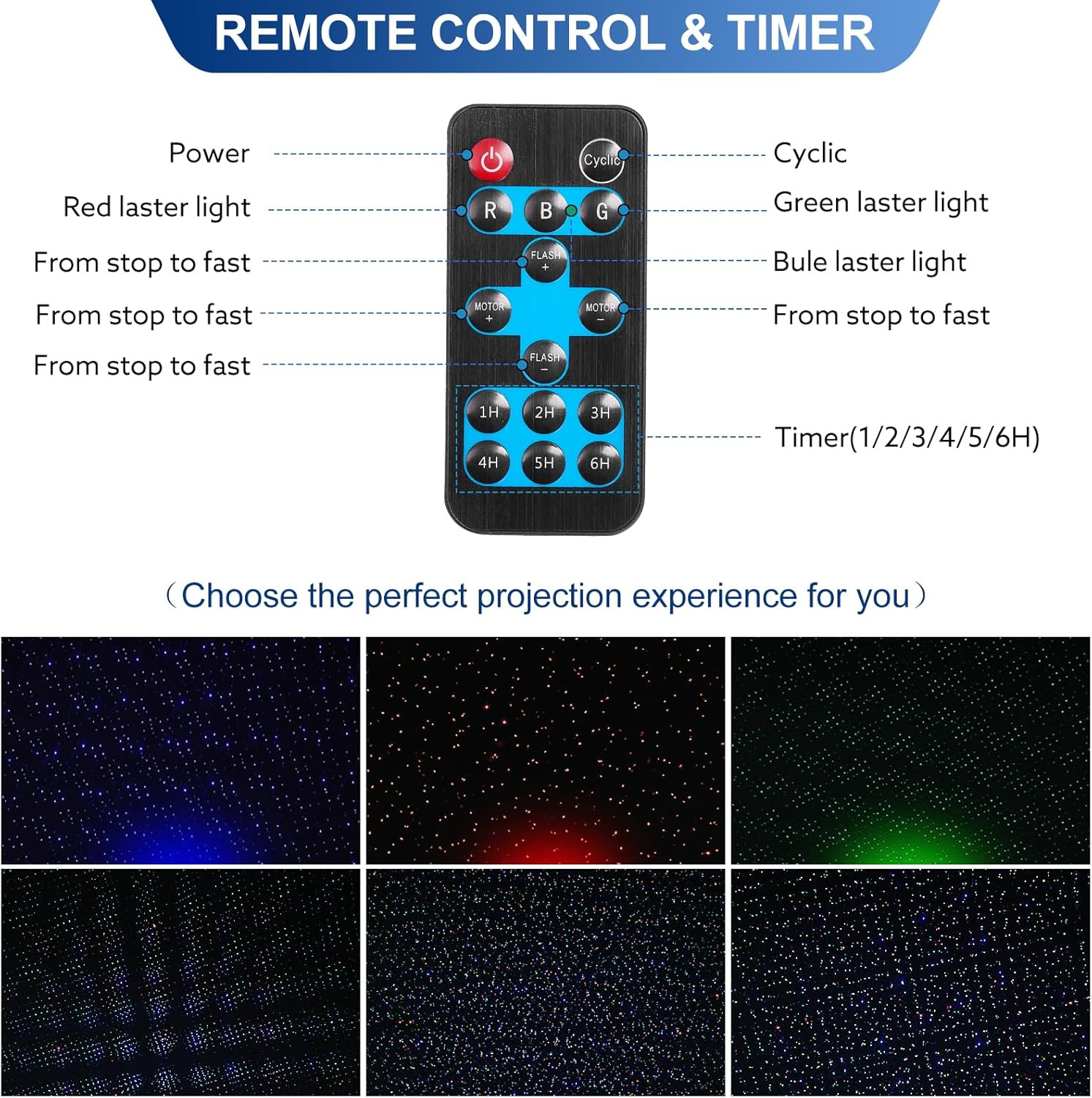 Outdoor RGB Laser Projector Lights, Moving 3 Color Starry Sky & Firefly Effects 