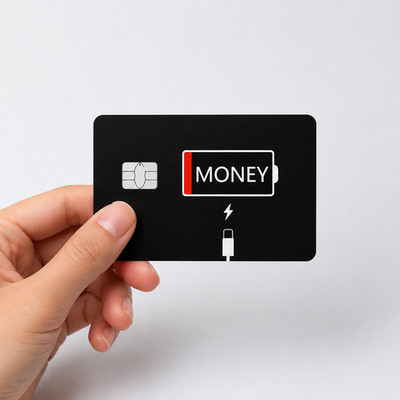 Money Charging Low and Full Credit Card Debit Card Skin Cover (Small Chip)