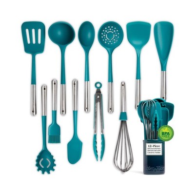 Larder & Vine 12-Piece Silicone Kitchen Cooking Utensils Set with Stainless S...