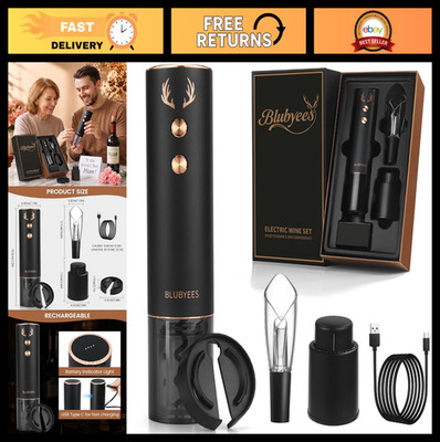 4-in-1 Rechargeable Electric Wine Opener Set - Automatic Corkscrew, Foil Cutter,