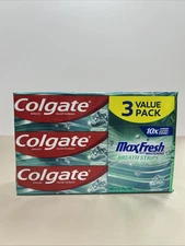 Colgate Max Fresh Toothpaste, Whitening with Mini Breath Strips 6.3 Oz 3 Pack