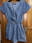 Abercrombie & Fitch Short Romper Juniors XS Blue Denim Pockets Tie Front Snap — photo 3
