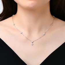 Collana 0,9 ct taglio tondo creato in laboratorio test diamante passaggio VVS1/D/eccellente