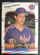 1988 Fleer Gregg Jeffries Rookie Card (RC) 137 Mets SS Red Mark On Arm Centered!