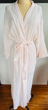 VTG VICTORIA SECRET COUNTRY COTTON GAUZE EMBROIDERED FLORAL PINK LONG ROBE XS/S